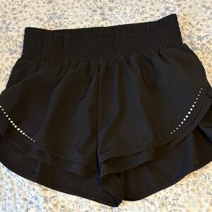 Elegant Black Women's Athletic Shorts with Rhinestone Accents